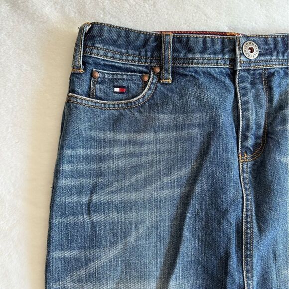 Tommy Hilfiger Vintage Y2K Dark Wash Midi Denim Skirt Size 2 - Picture 3 of 11
